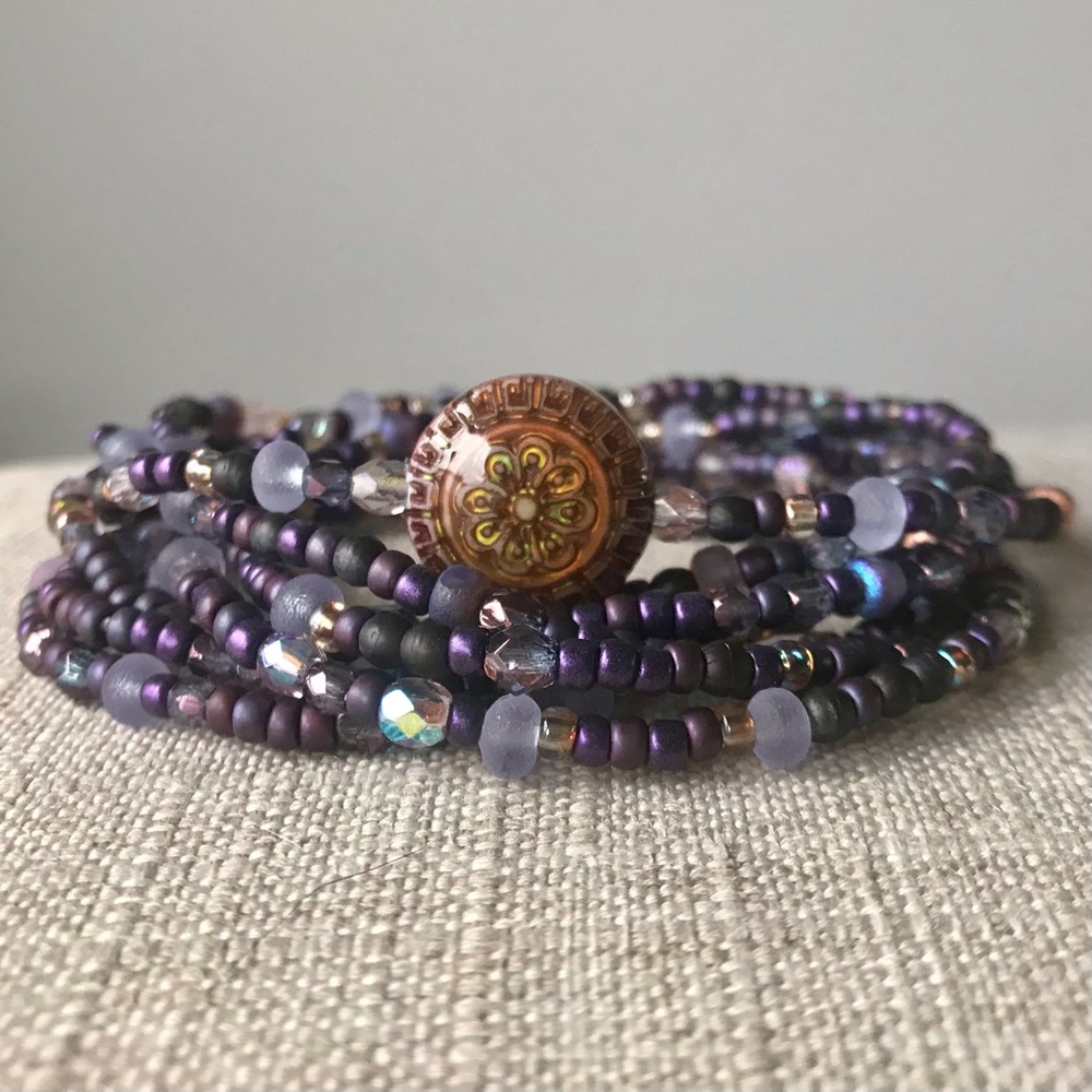 Beaded Stretch Bracelet February Birthston…
